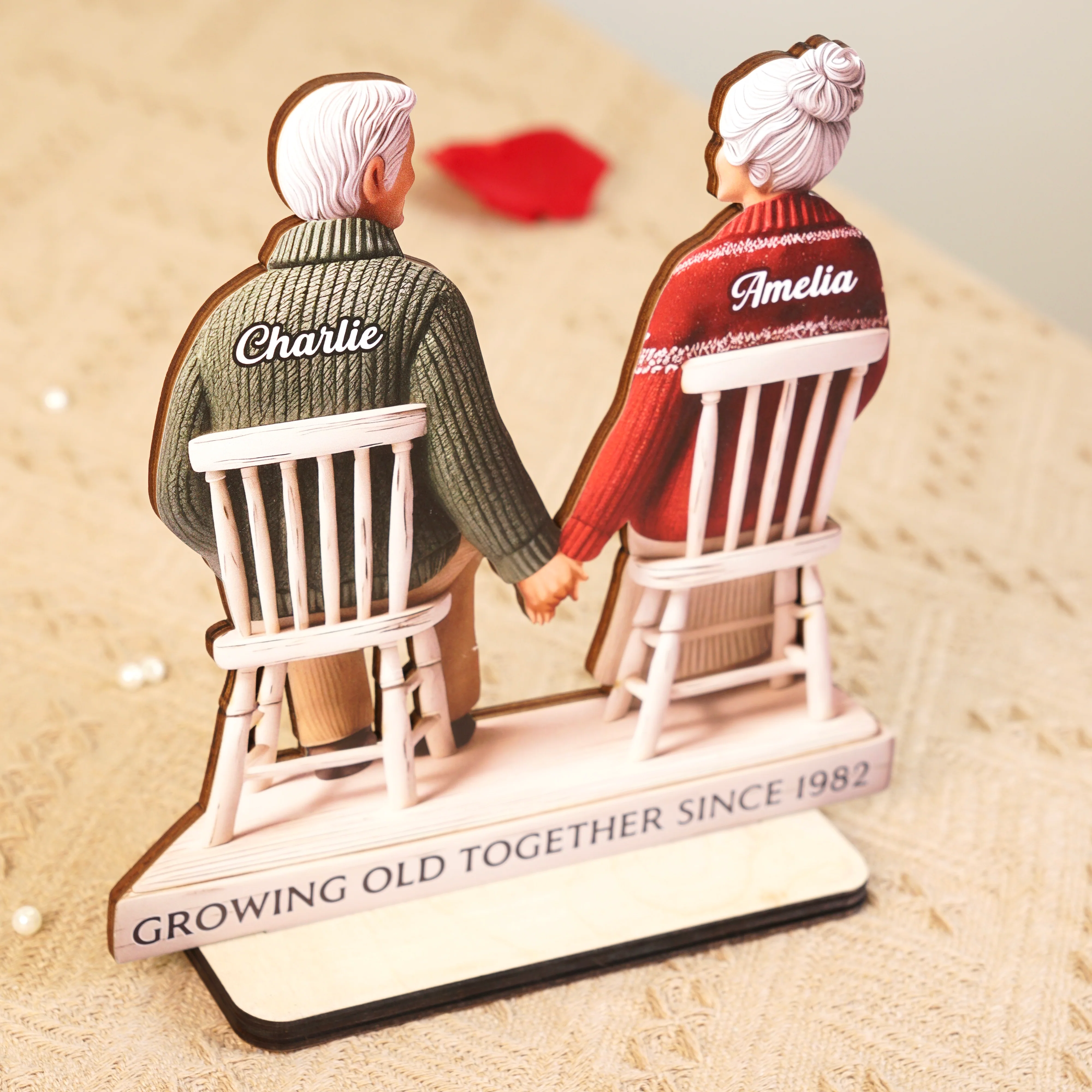 3D Effect Eternal Love Couple Growing Old Together - Personalized Wooden Plaque - Heartfelt Gift For Couple, For Him, For Her, Husband, Wife - Image 3