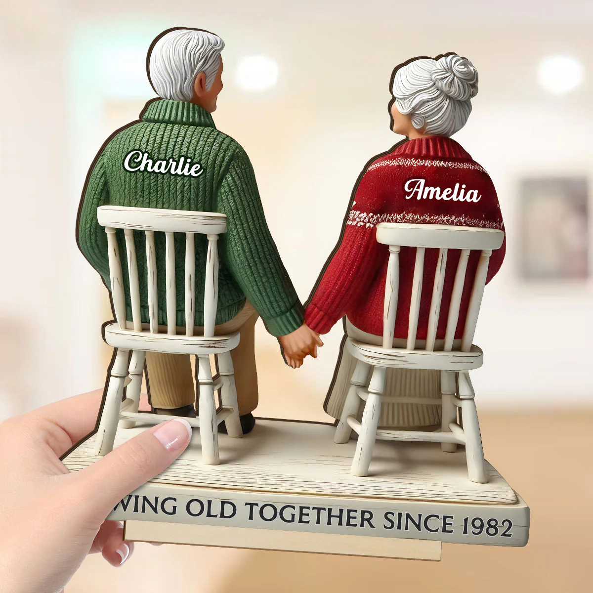 3D Effect Eternal Love Couple Growing Old Together - Personalized Wooden Plaque - Heartfelt Gift For Couple, For Him, For Her, Husband, Wife - Image 4