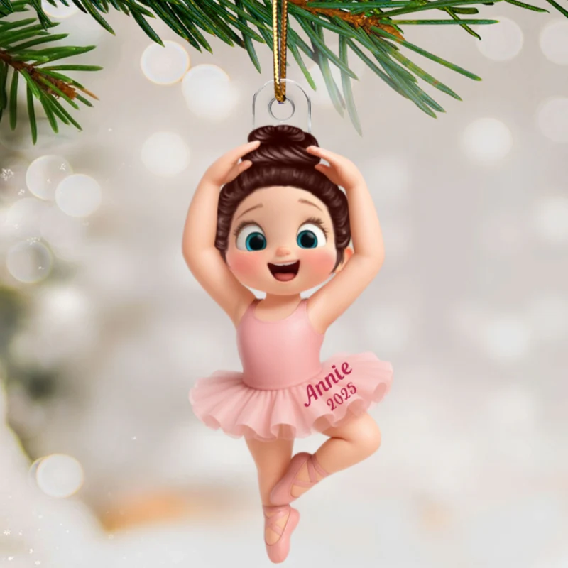 3D Effect Ballerina Little Girl Christmas Personalized Acrylic Ornament - Image 8
