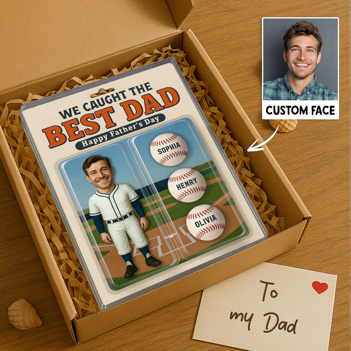 3D Effect Baseball Dad We Caught The Best Dad Custom Figure Personalized Rectangle Flat Acrylic Block Plaque - Image 8