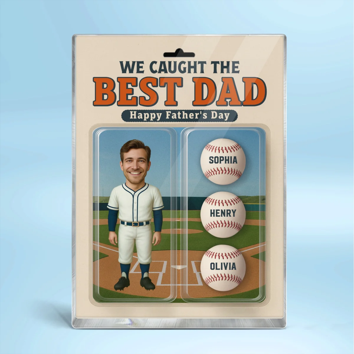 3D Effect Baseball Dad We Caught The Best Dad Custom Figure Personalized Rectangle Flat Acrylic Block Plaque - Image 9