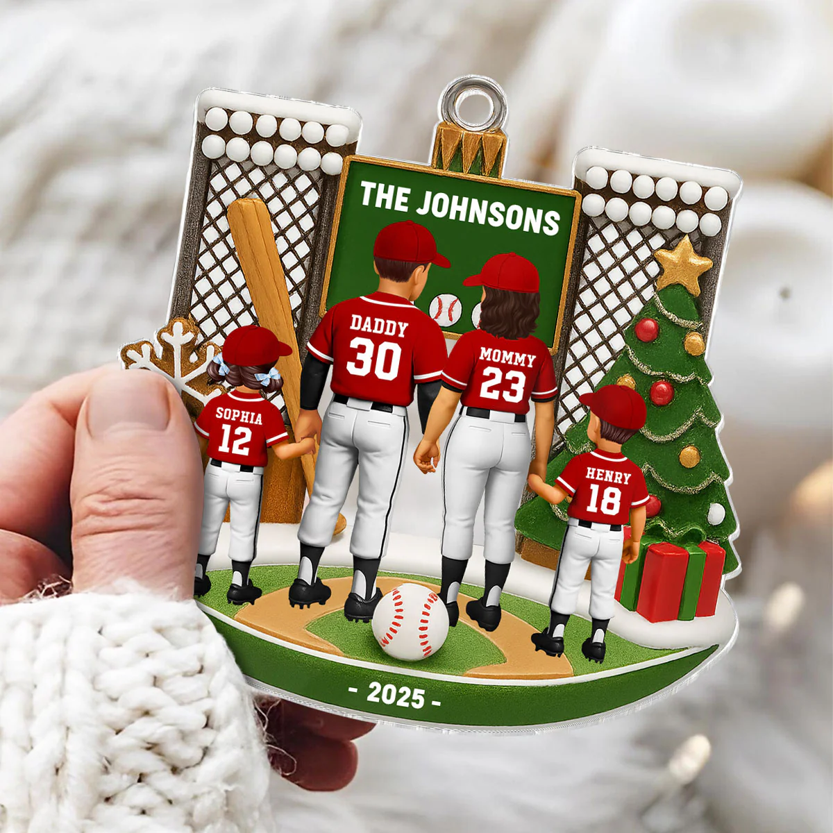 3D Effect Baseball Family Personalized Acrylic Ornament, Gift for Loved Ones - Image 6