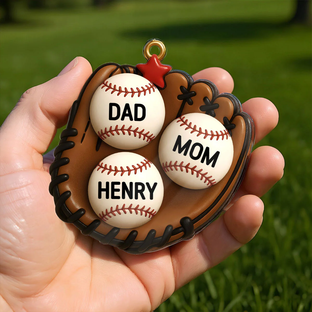 3D Effect Baseball Gloves Family Members' Names Personalized Acrylic Ornament, Christmas Tree Decoration - Image 6