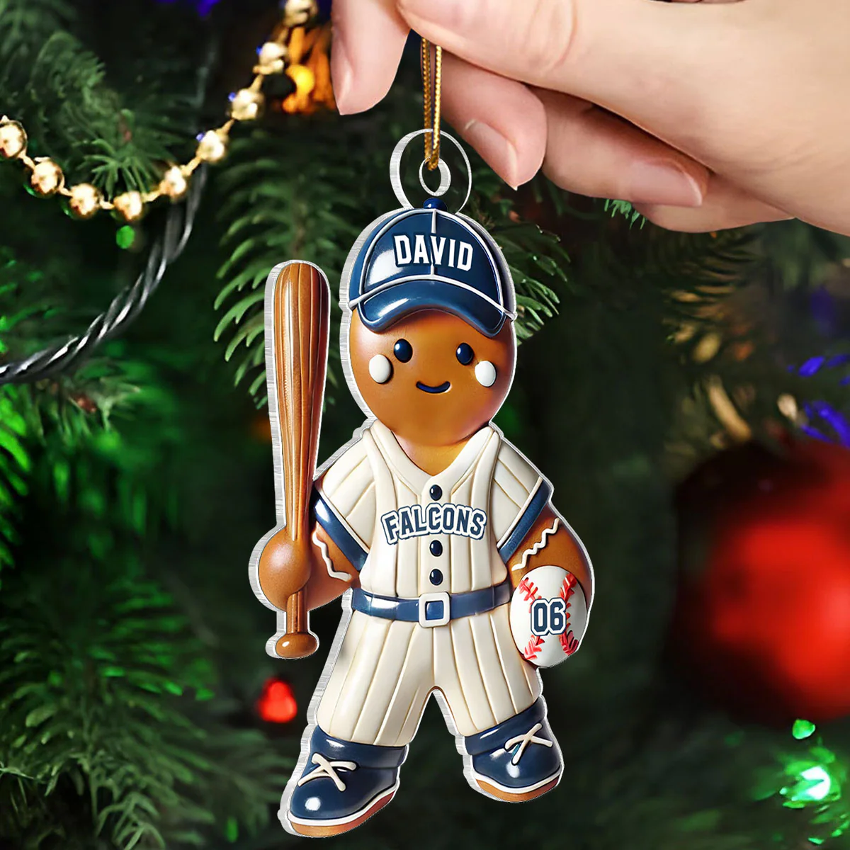 3D Effect Baseball Kid Personalized Acrylic Ornament, Christmas Gift For Grandkids - Image 4