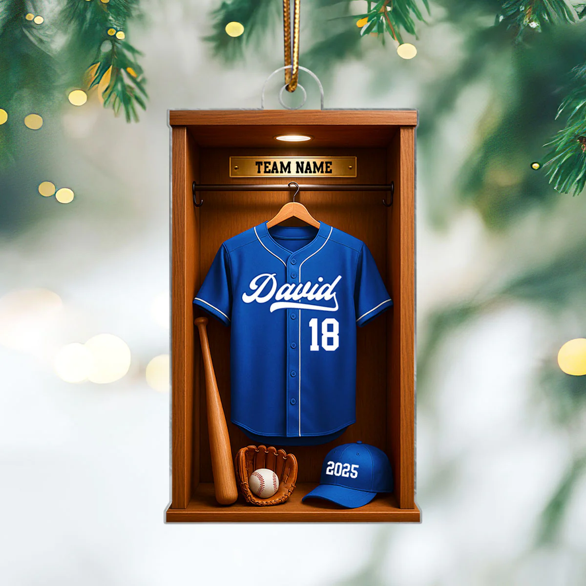 3D Effect Baseball Locker Room Display - Personalized Acrylic Ornament - Christmas Gift for Sons, Daughters, Grandkids - Image 2