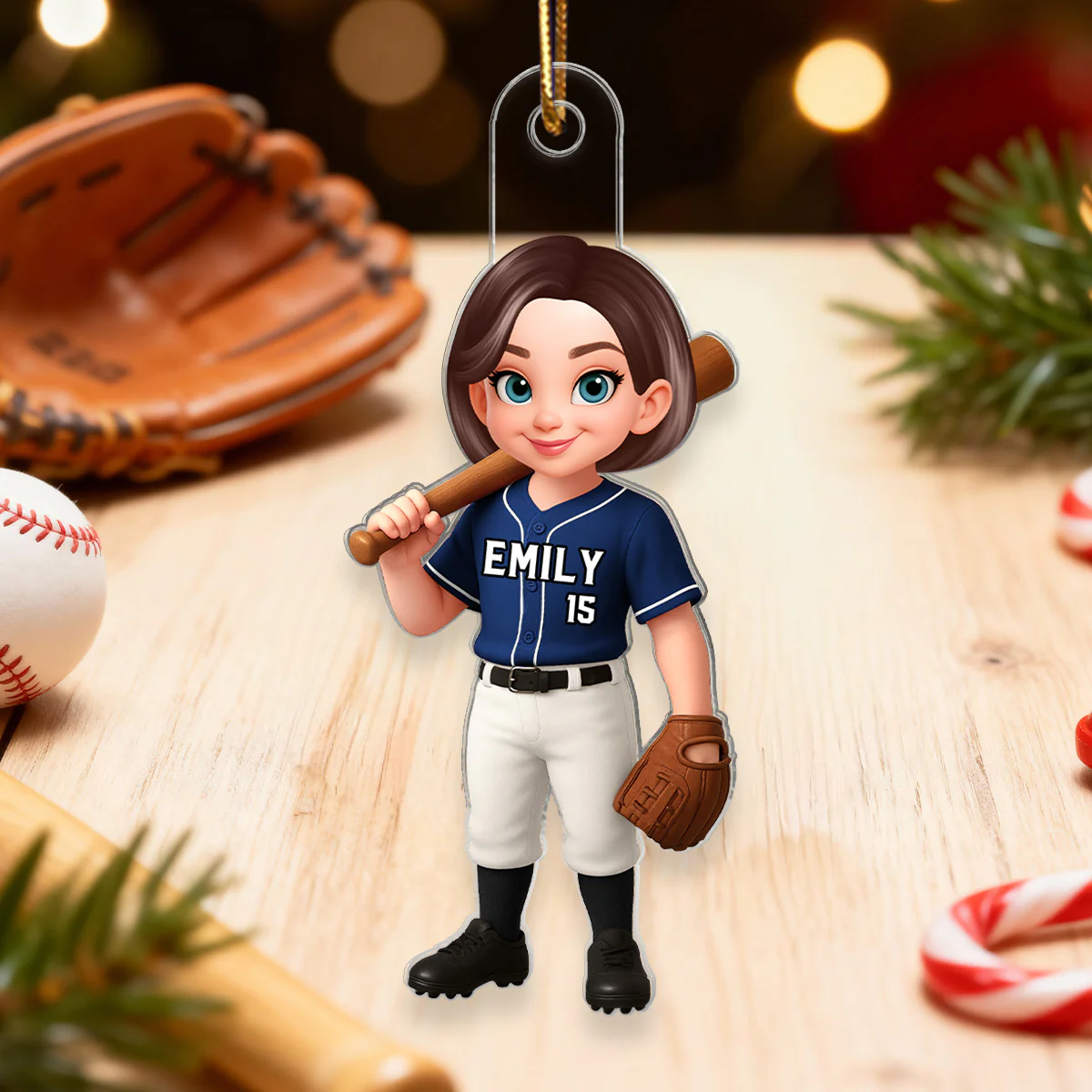 3D Effect Baseball Player - Personalized Acrylic Ornament - Christmas Gift For Baseball Players - Image 3