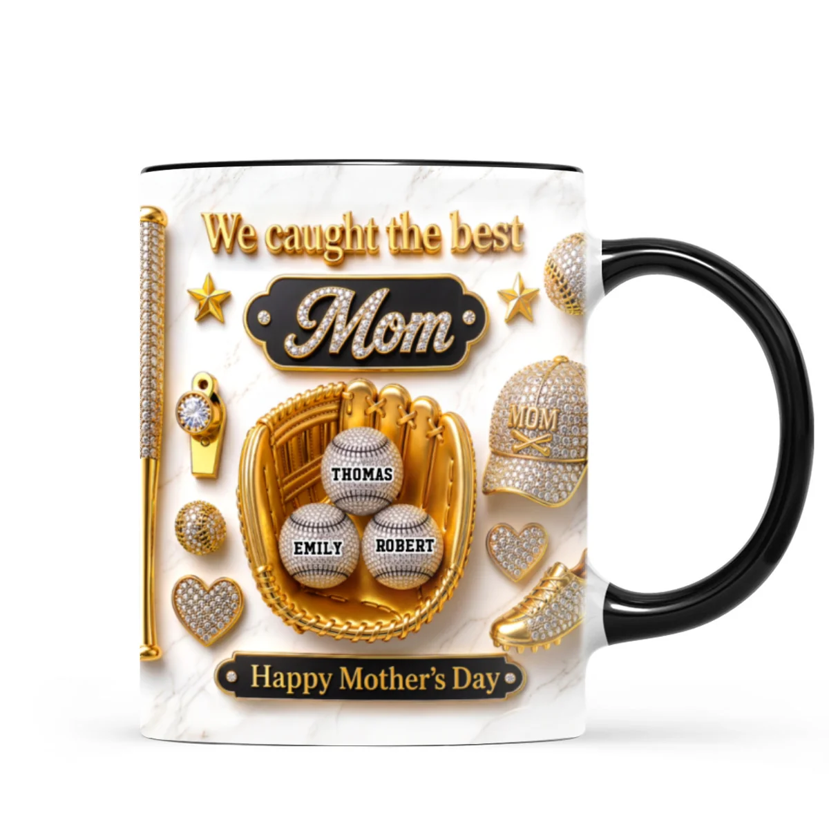 3D Effect Baseball We Caught The Best Mom - Personalized Mug - Mother's Day Gift For Mom, Wife - Image 11