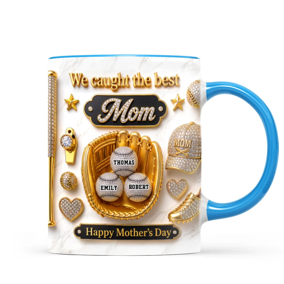 3D Effect Baseball We Caught The Best Mom - Personalized Mug - Mother's Day Gift For Mom, Wife - Image 12