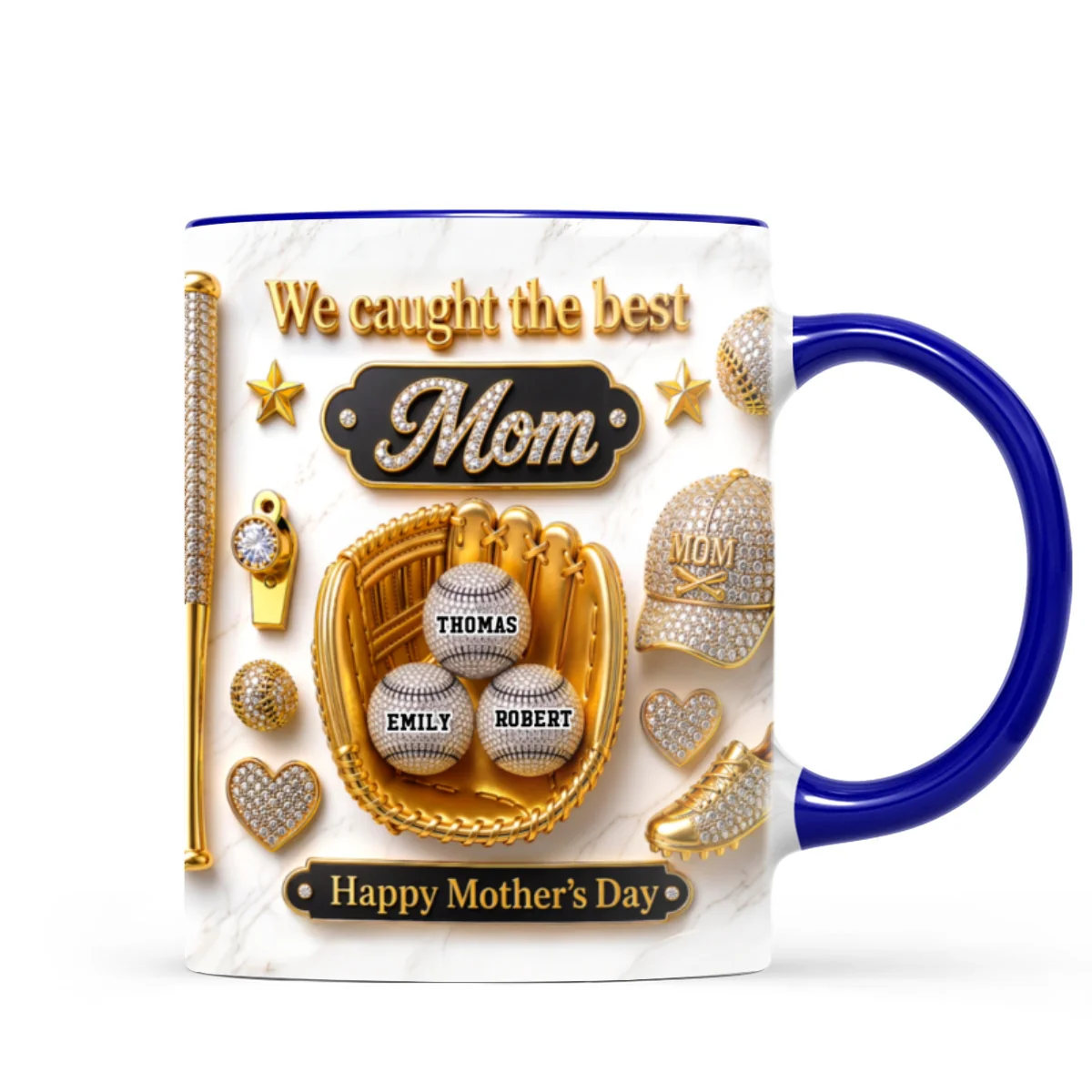 3D Effect Baseball We Caught The Best Mom - Personalized Mug - Mother's Day Gift For Mom, Wife - Image 13