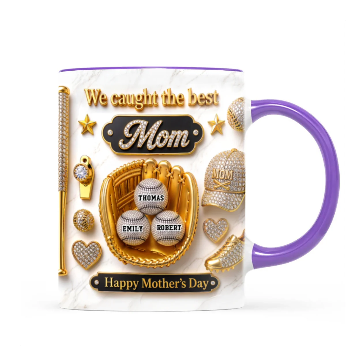 3D Effect Baseball We Caught The Best Mom - Personalized Mug - Mother's Day Gift For Mom, Wife - Image 15