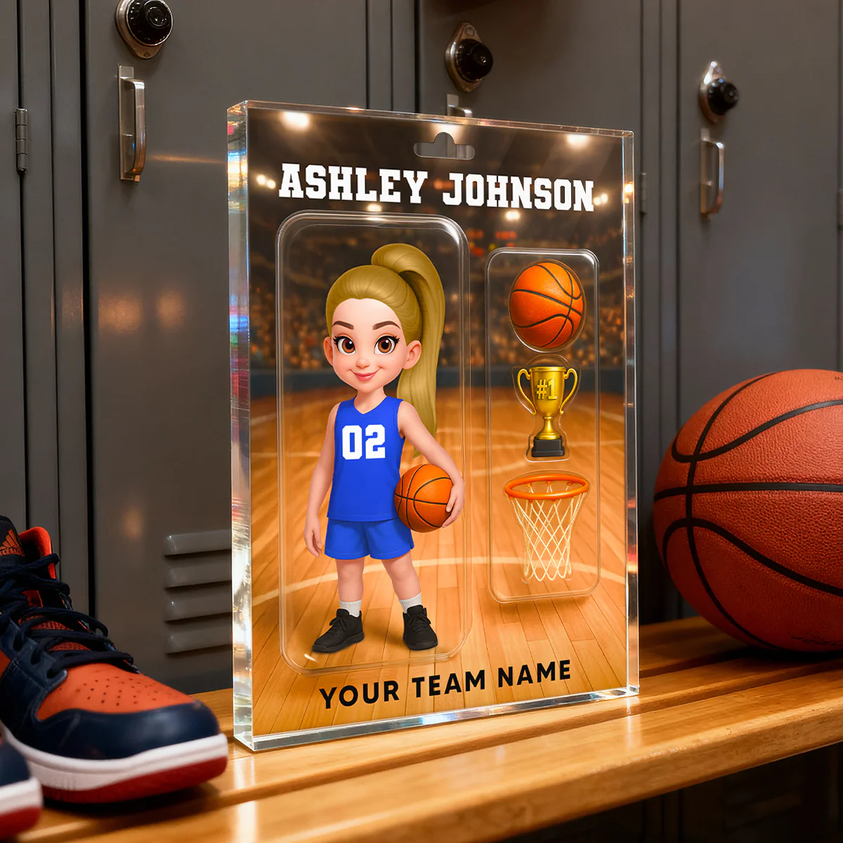 3D Effect Basketball Custom Figure Style - Personalized Acrylic Block Plaque - Christmas Gift For Basketball Players - Image 3