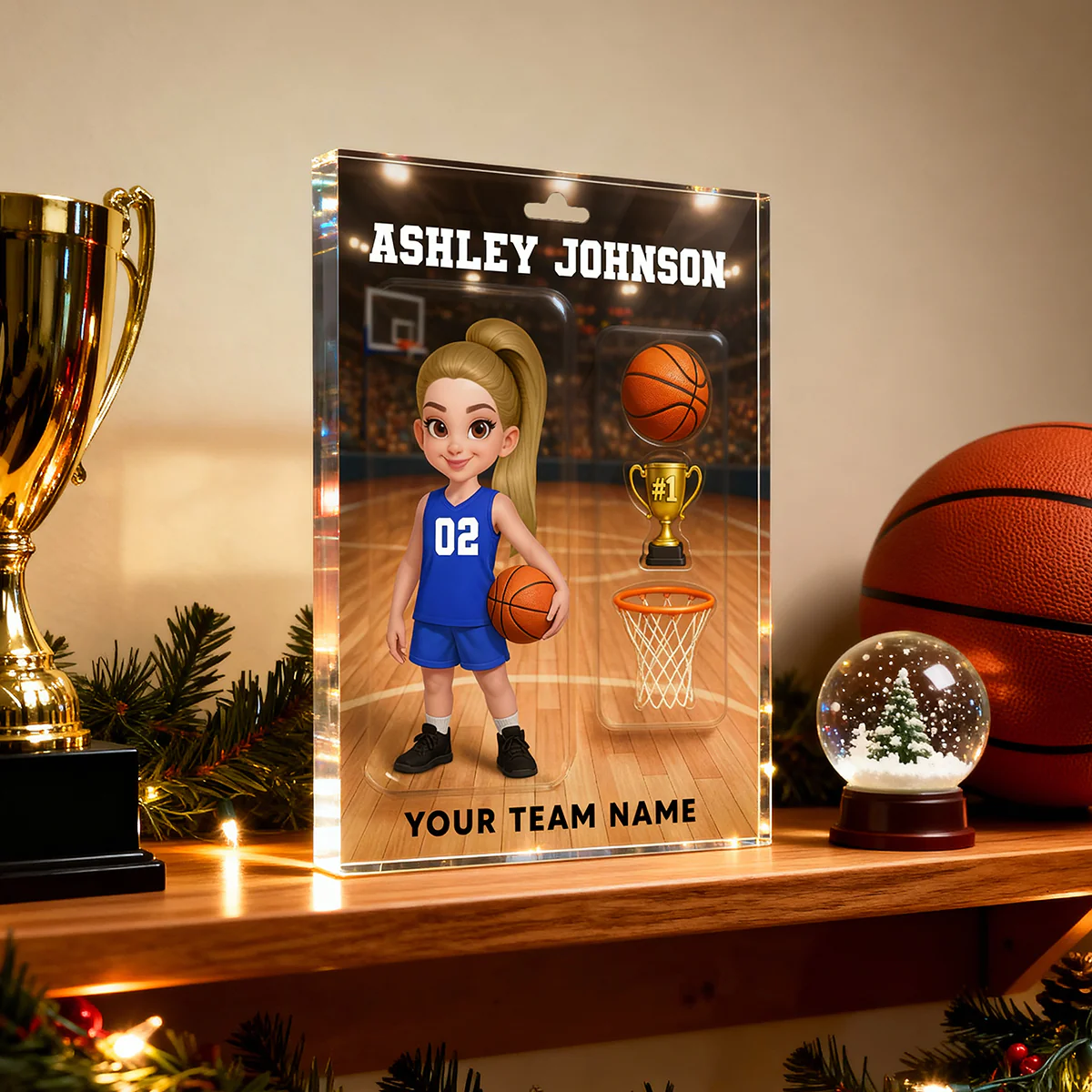 3D Effect Basketball Custom Figure Style - Personalized Acrylic Block Plaque - Christmas Gift For Basketball Players - Image 5