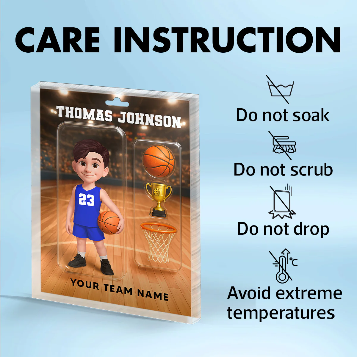 3D Effect Basketball Custom Figure Style - Personalized Acrylic Block Plaque - Christmas Gift For Basketball Players - Image 7