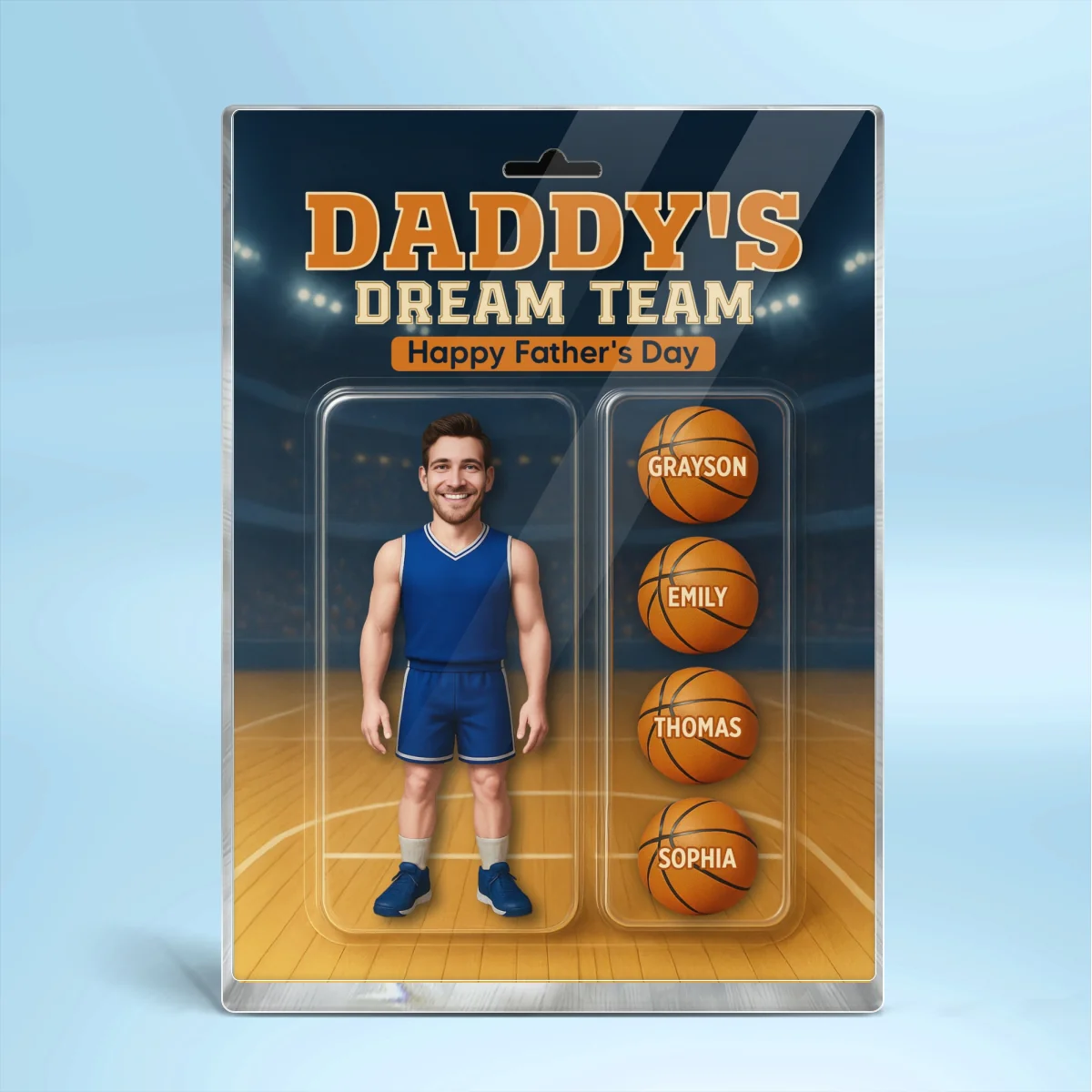 3D Effect Basketball Dad Custom Figure Personalized Rectangle Flat Acrylic Block Plaque - Image 10
