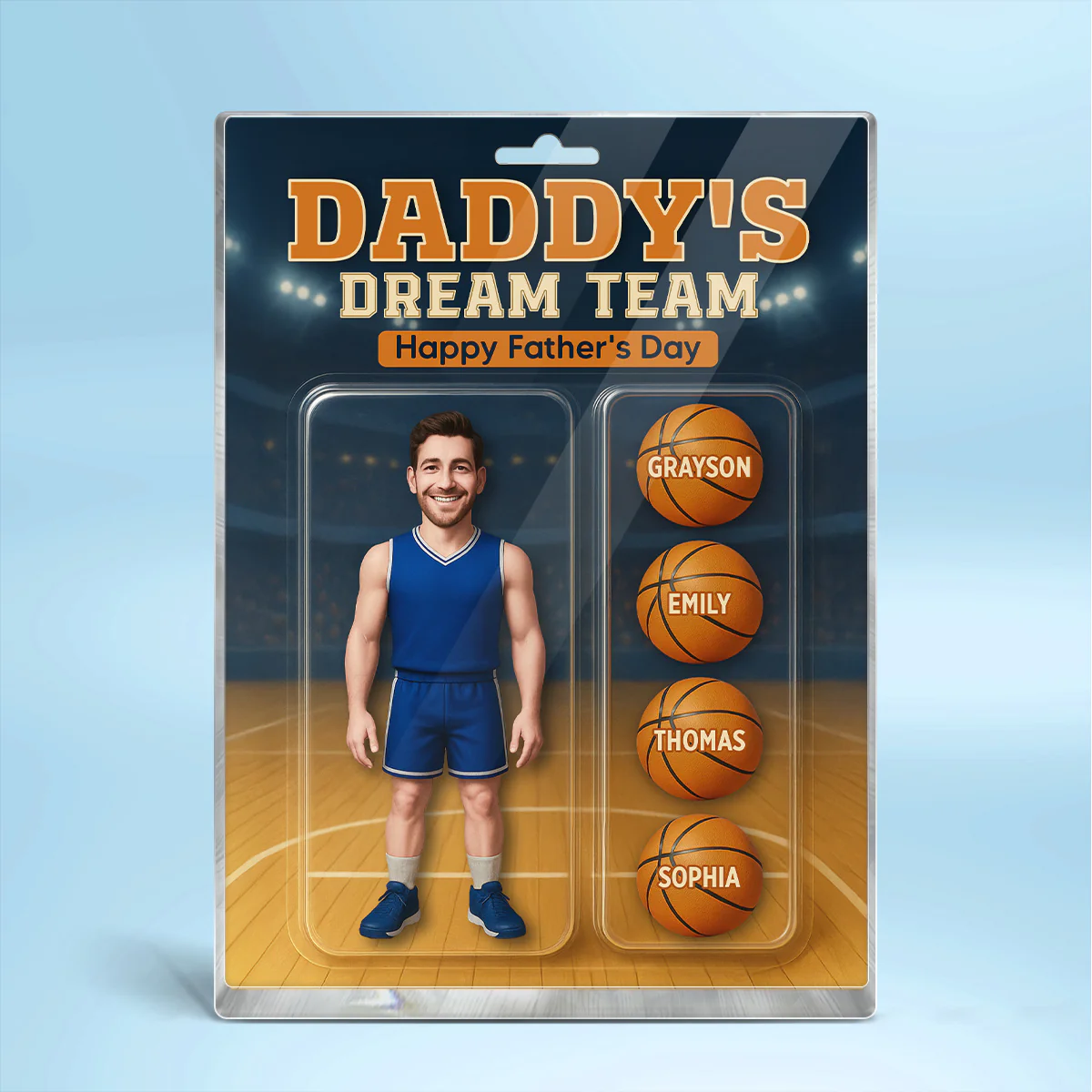 3D Effect Basketball Dad Custom Figure Personalized Rectangle Flat Acrylic Block Plaque - Image 2