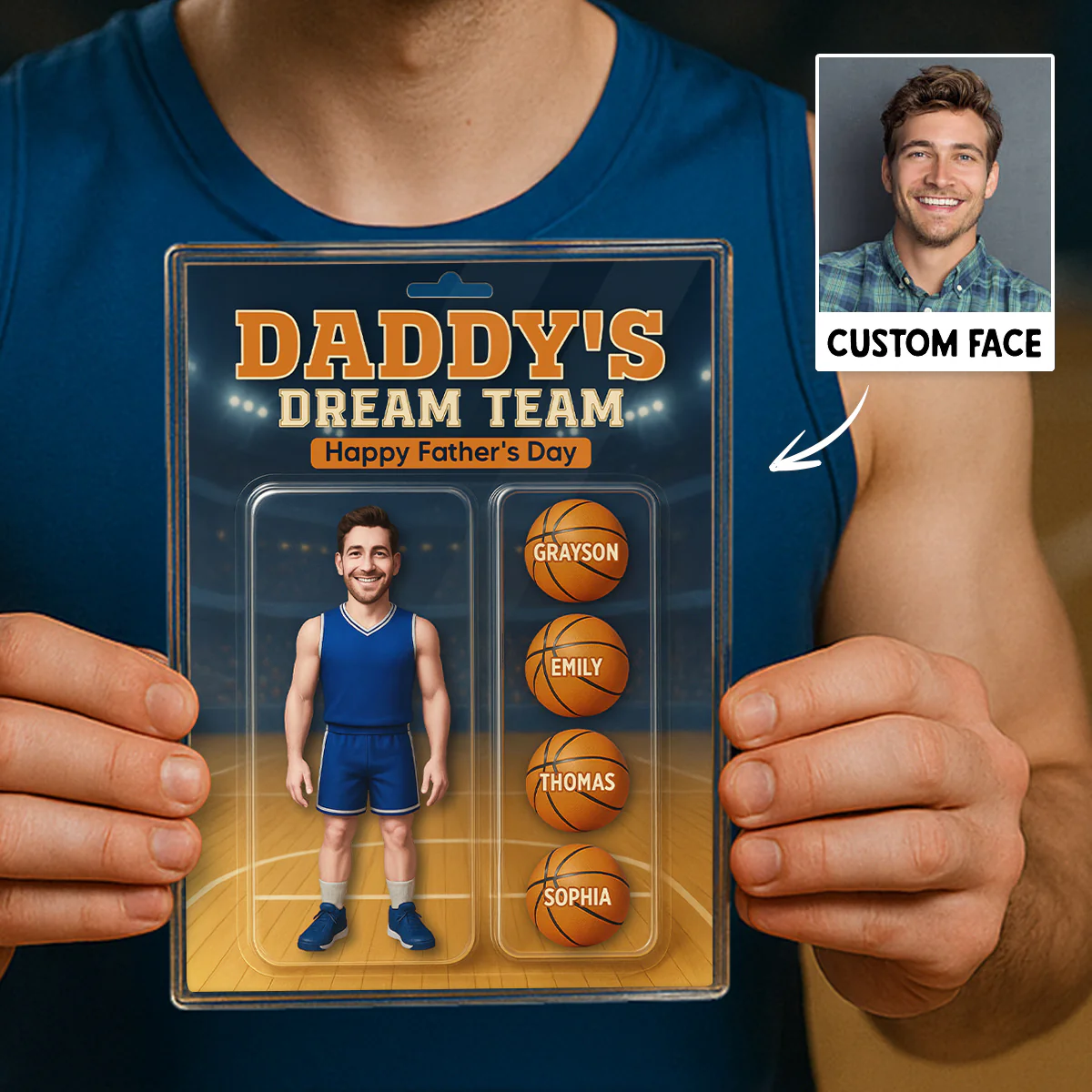 3D Effect Basketball Dad Custom Figure Personalized Rectangle Flat Acrylic Block Plaque - Image 5