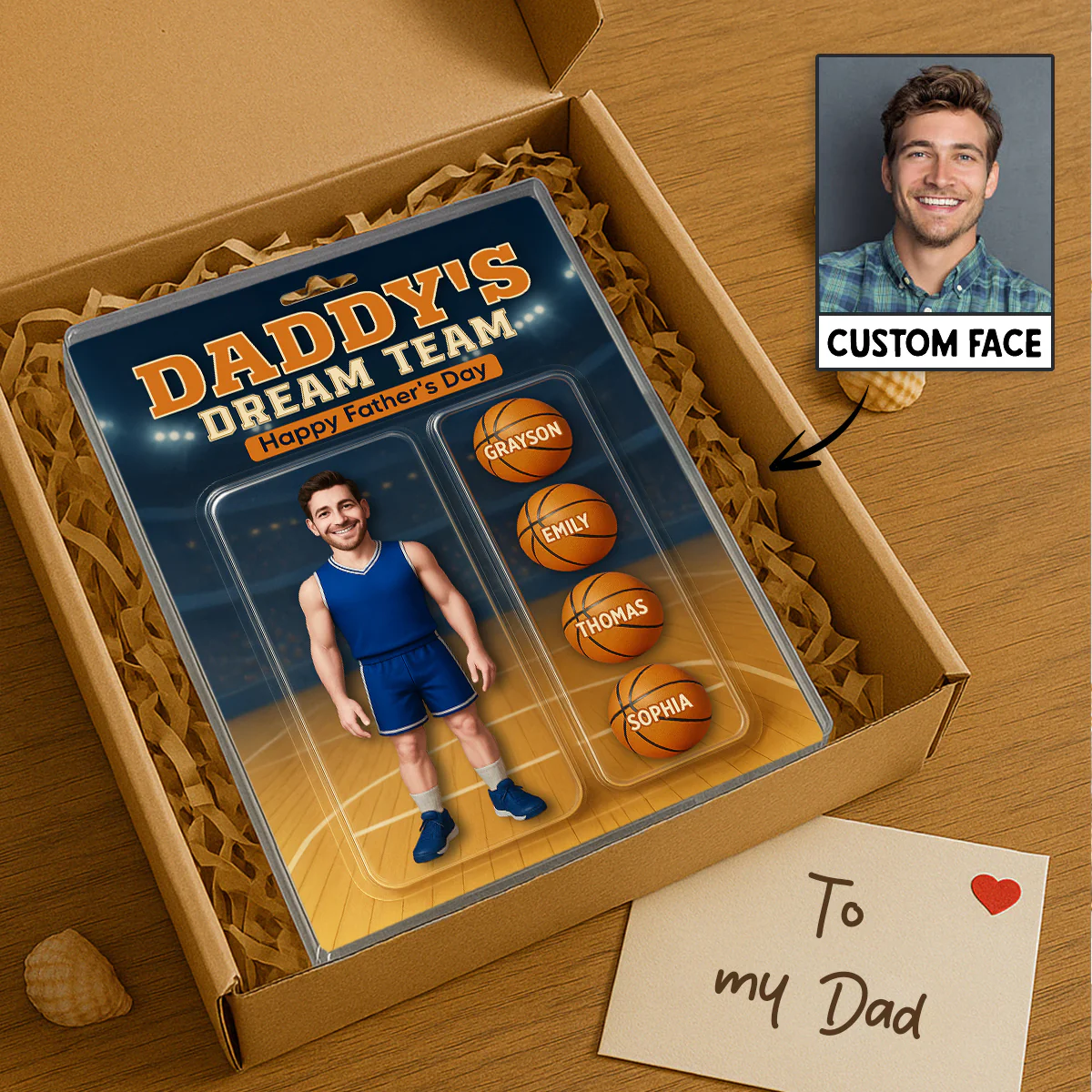 3D Effect Basketball Dad Custom Figure Personalized Rectangle Flat Acrylic Block Plaque - Image 8
