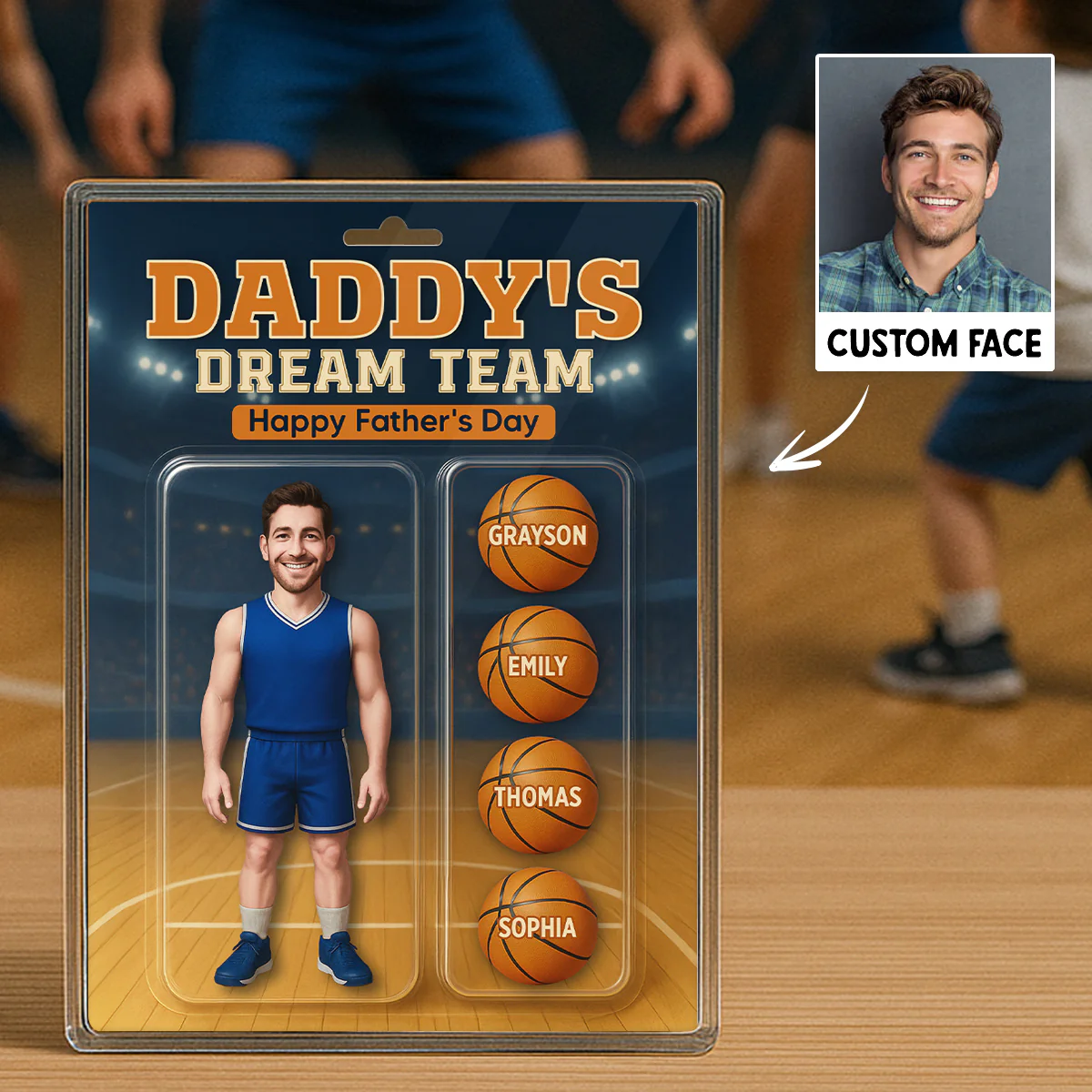 3D Effect Basketball Dad Custom Figure Personalized Rectangle Flat Acrylic Block Plaque - Image 9