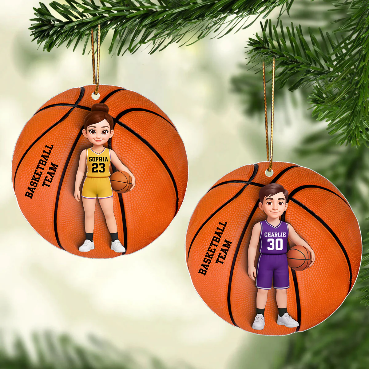 3D Effect Basketball Girl Boy - Personalized Acrylic Ornament - Christmas Gift For Teen Boy Teen Girl - Image 4