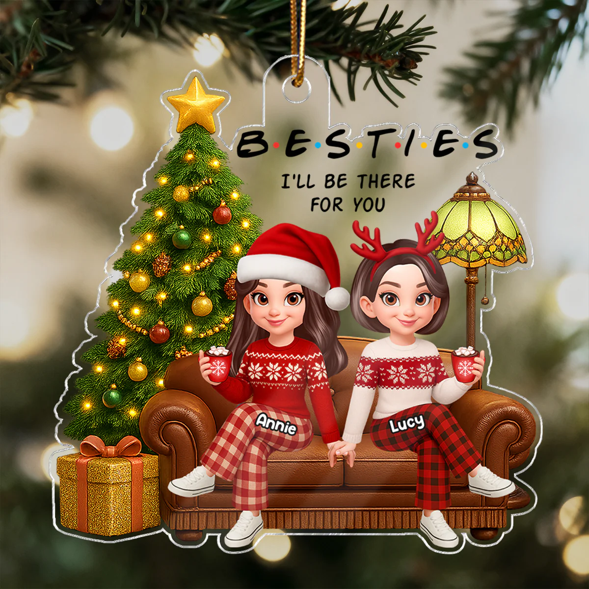 3D Effect Besties Forever Christmas Tree - Personalized Acrylic Ornament - Christmas Gift For Best Friends - Image 6