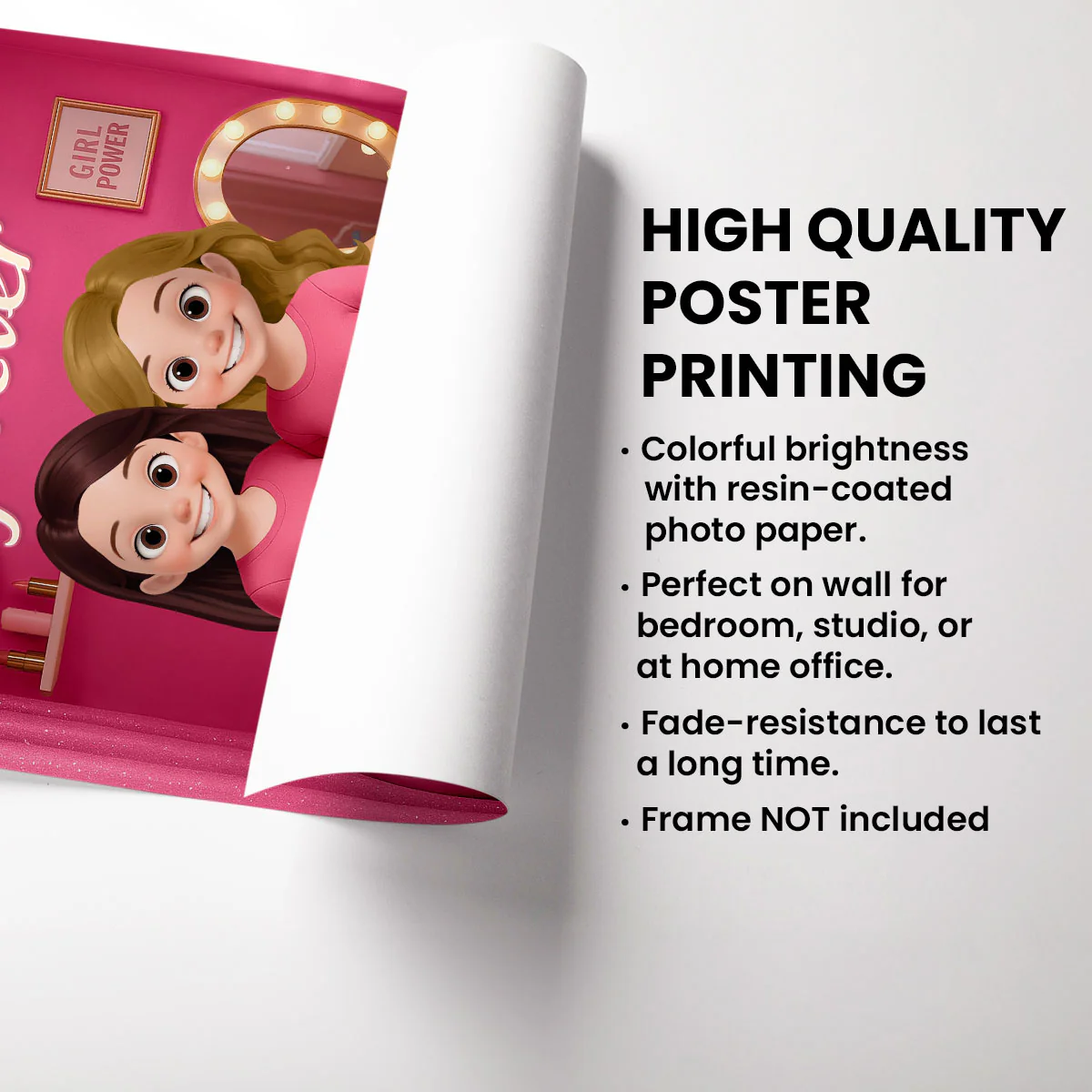 3D Effect Besties Pink Tone Dream Dollhouse Personalized Poster - Image 8
