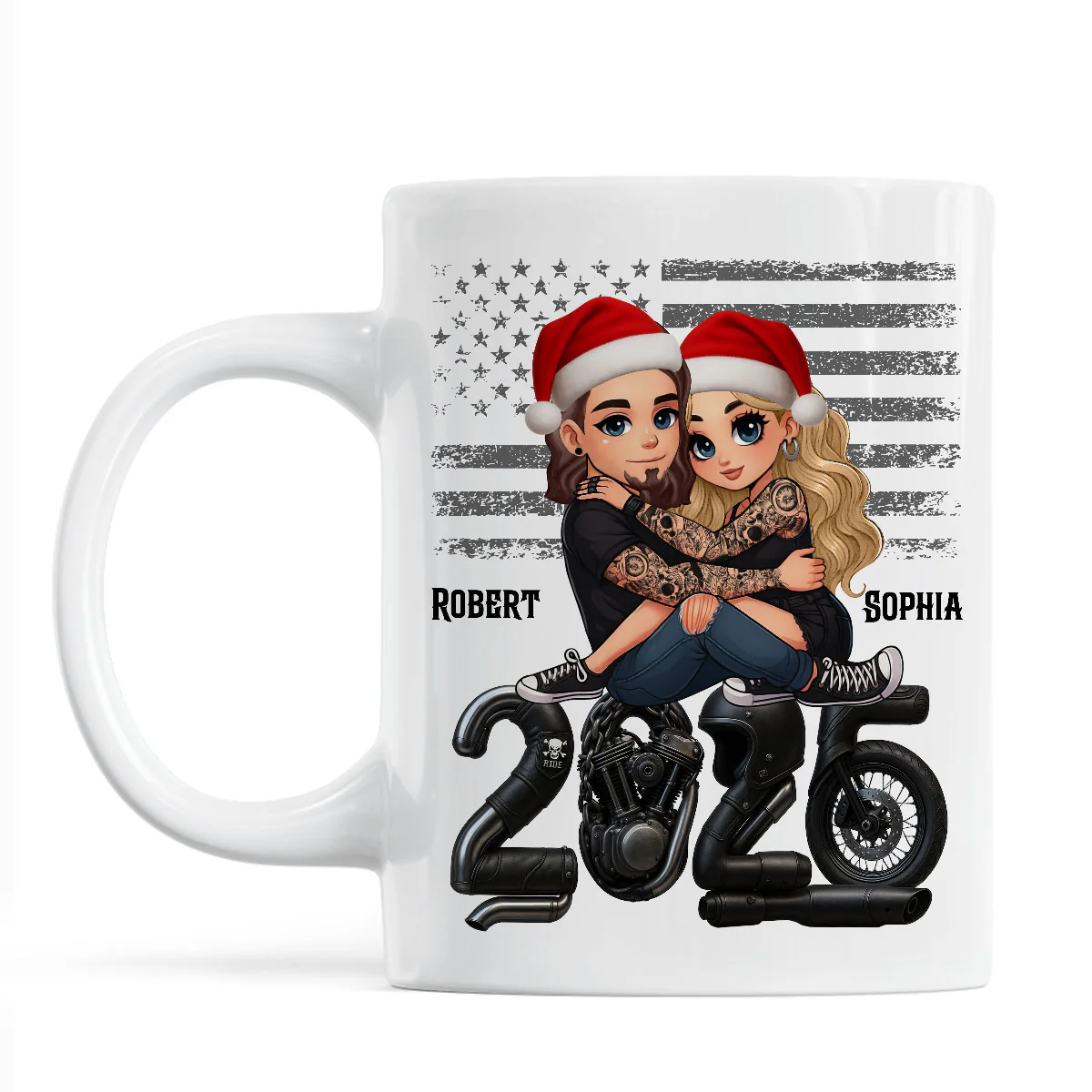 3D Effect Biker Couple Christmas - Personalized Mug - Gift For Bikers, Gift For Him, For Her - Image 2