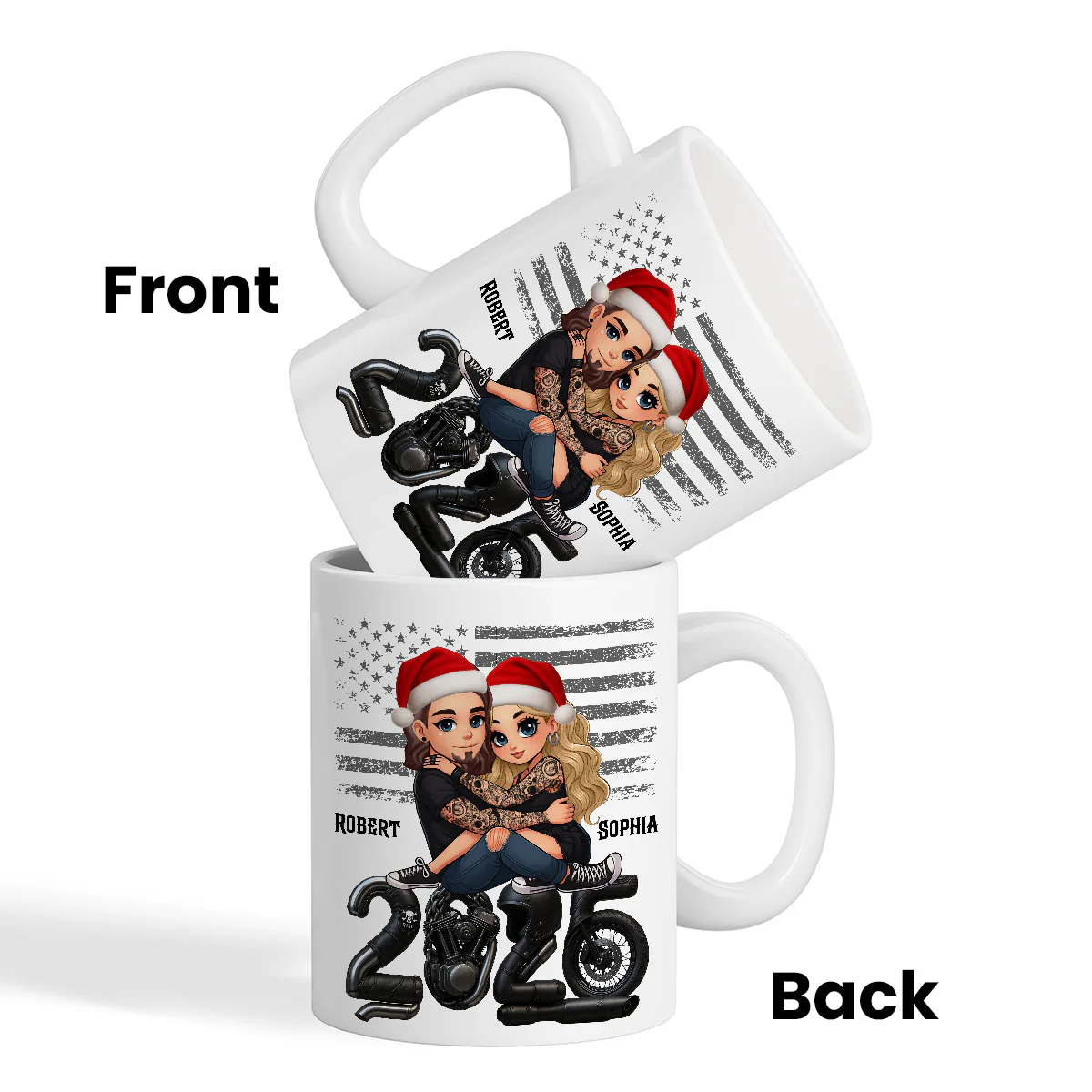 3D Effect Biker Couple Christmas - Personalized Mug - Gift For Bikers, Gift For Him, For Her - Image 7