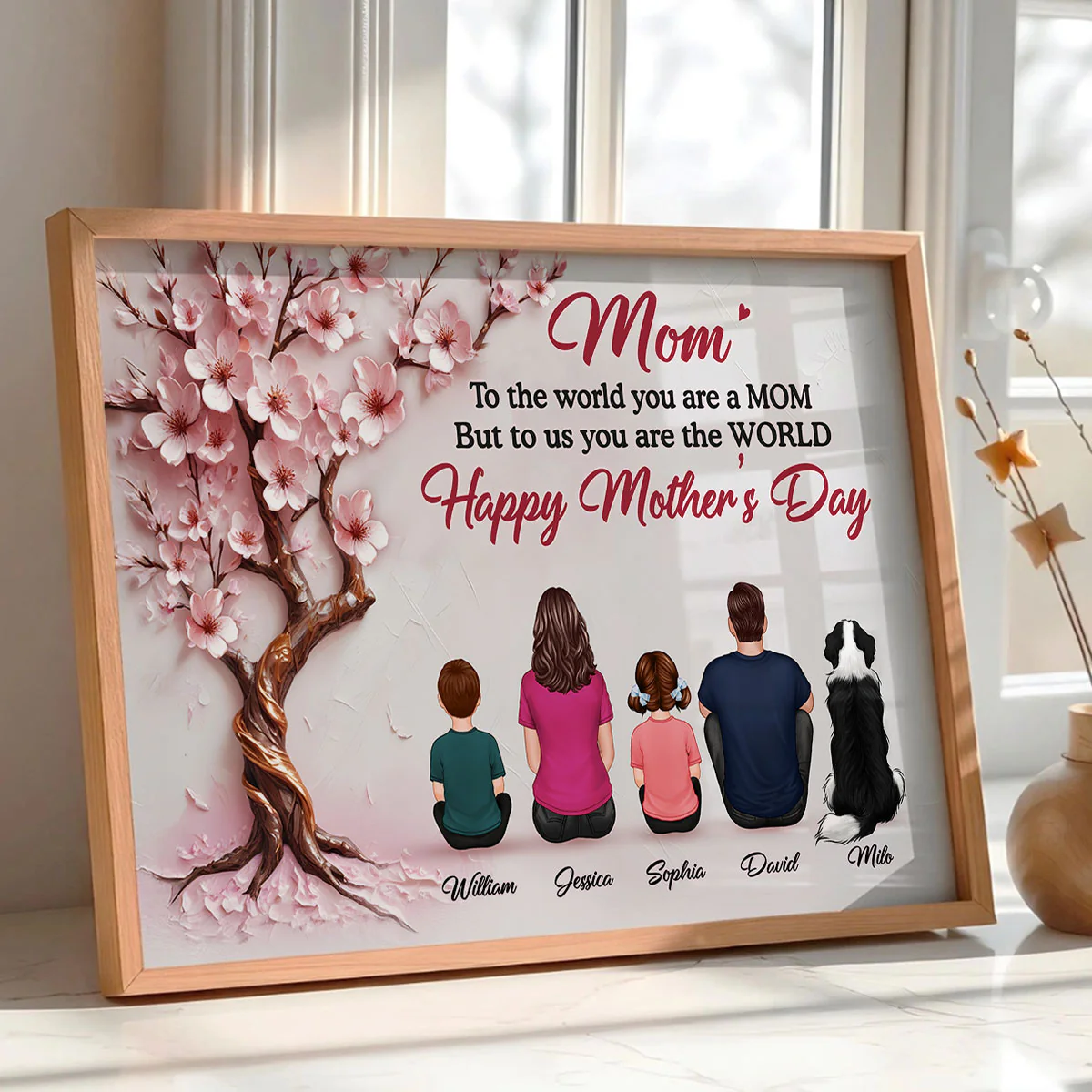 3D Effect Blossom Tree MOM To Us You Are The World Personalized Poster, Gift For Mom - Image 3