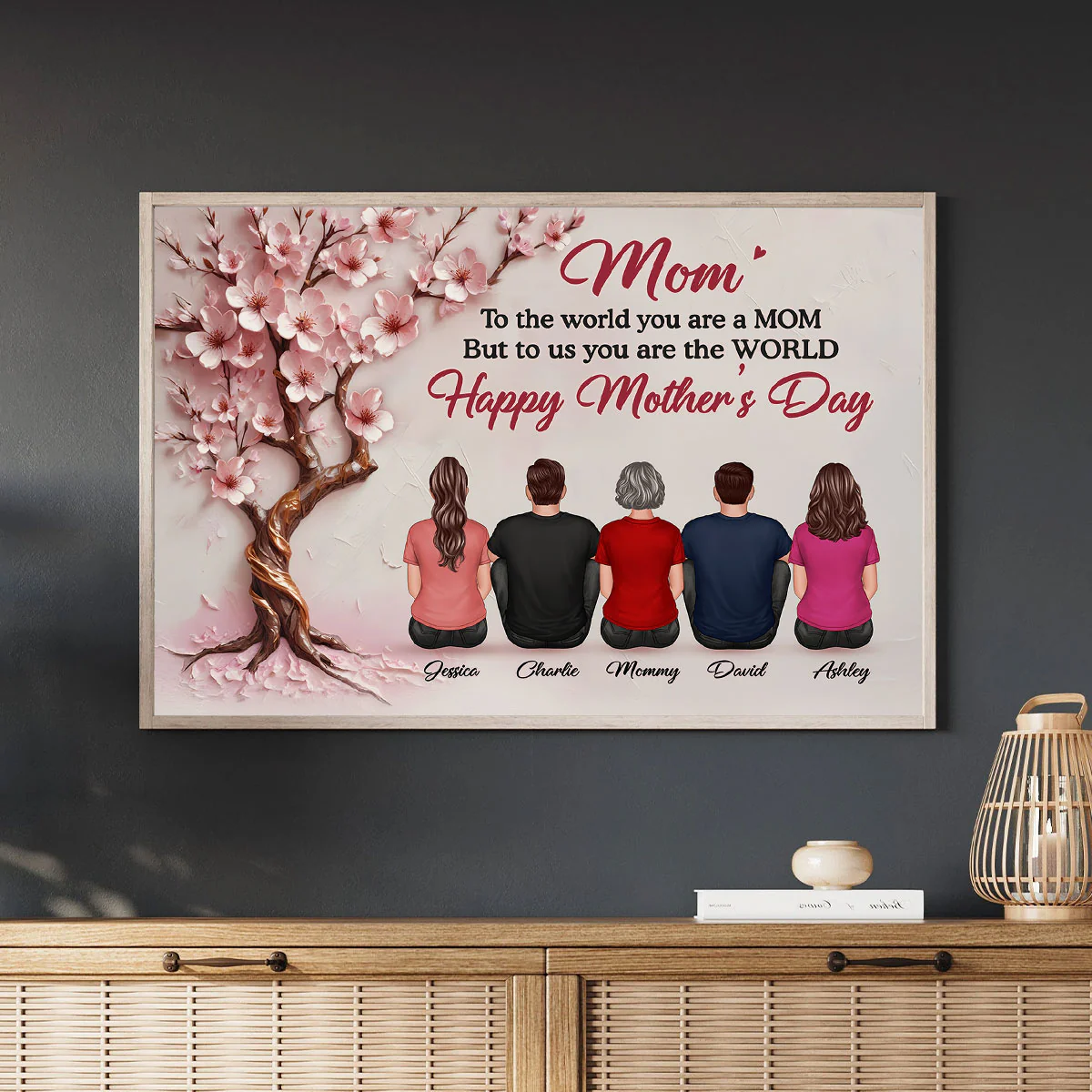 3D Effect Blossom Tree MOM To Us You Are The World Personalized Poster, Gift For Mom - Image 4