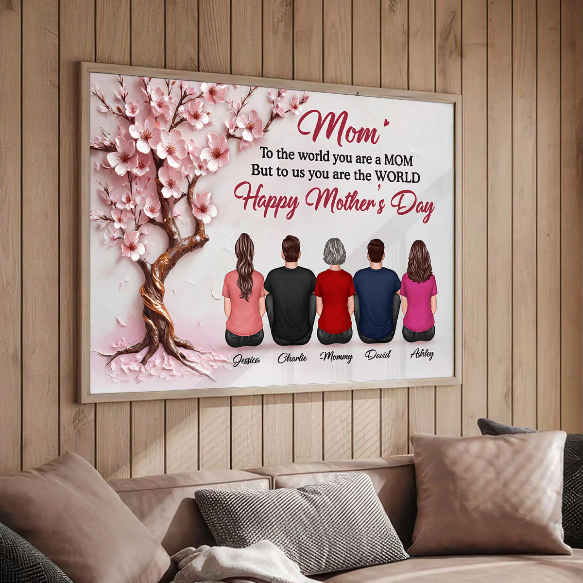 3D Effect Blossom Tree MOM To Us You Are The World Personalized Poster, Gift For Mom - Image 5