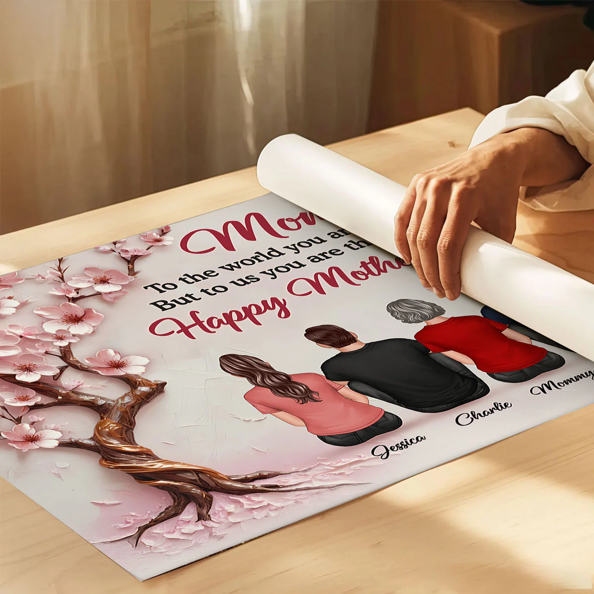 3D Effect Blossom Tree MOM To Us You Are The World Personalized Poster, Gift For Mom - Image 6