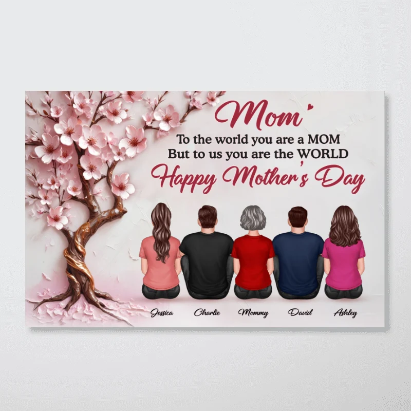 3D Effect Blossom Tree MOM To Us You Are The World Personalized Poster, Gift For Mom - Image 9