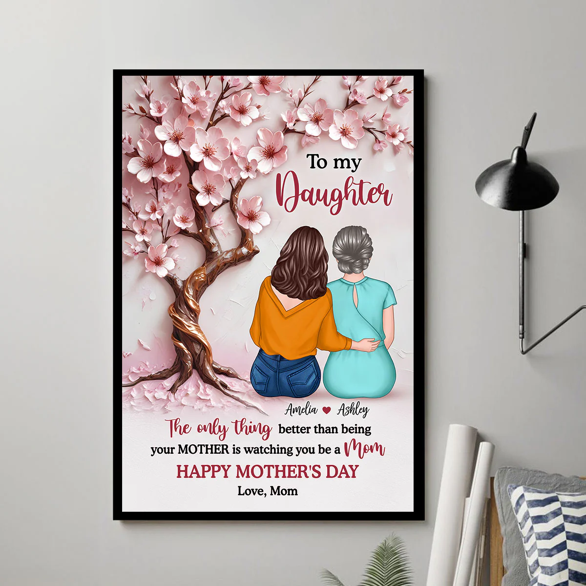 3D Effect Blossom Tree To My Daughter Personalized Poster, Mother's Day gift for Daughters - Image 4
