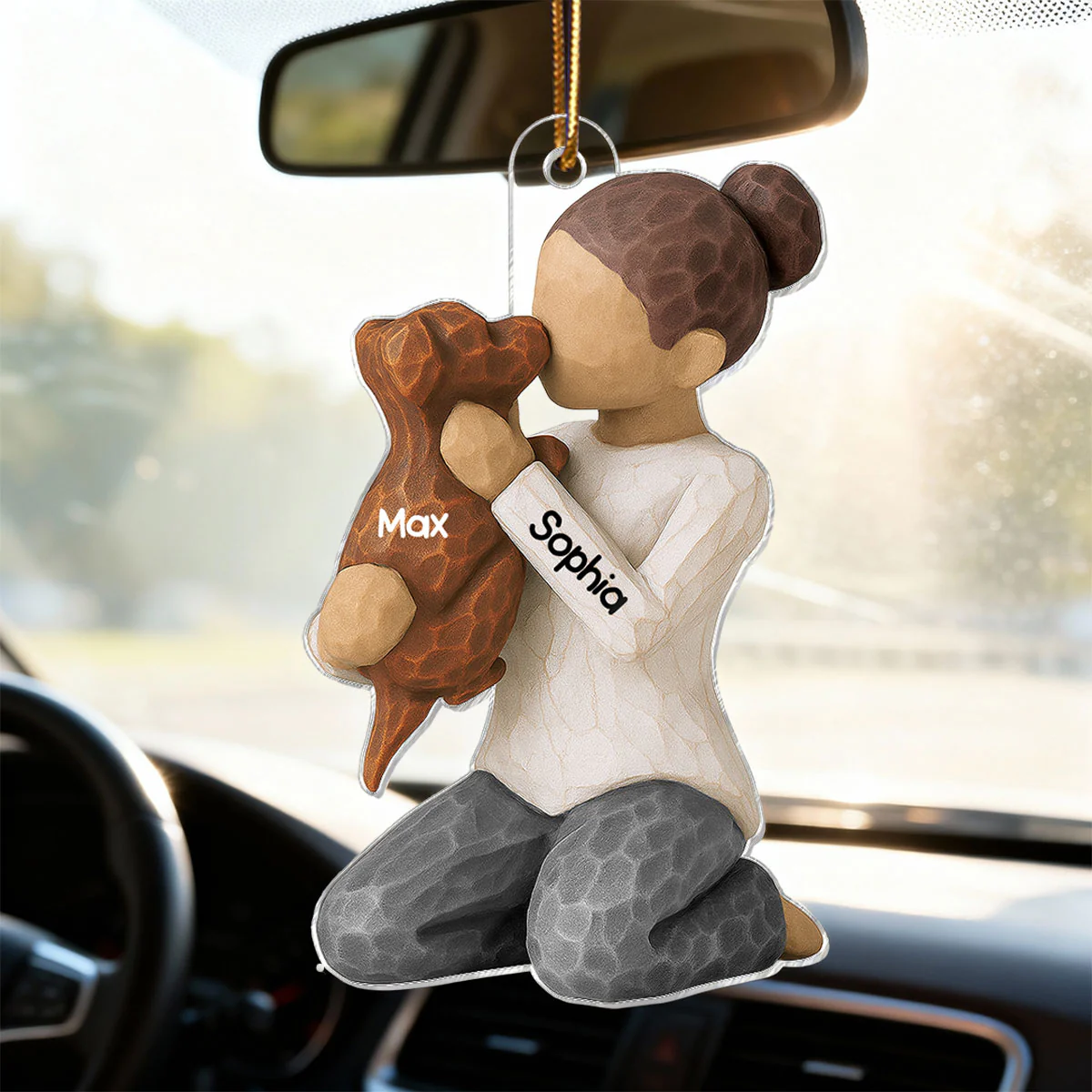 3D Effect Boy Girl Hugging Dog - Personalized Acrylic Ornament - Christmas Gift For Dog Lovers - Image 5