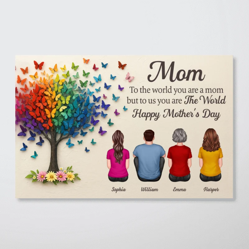 3D Effect Butterfly Tree MOM To Us You Are The World Personalized Poster, Gift For Mom - Image 10