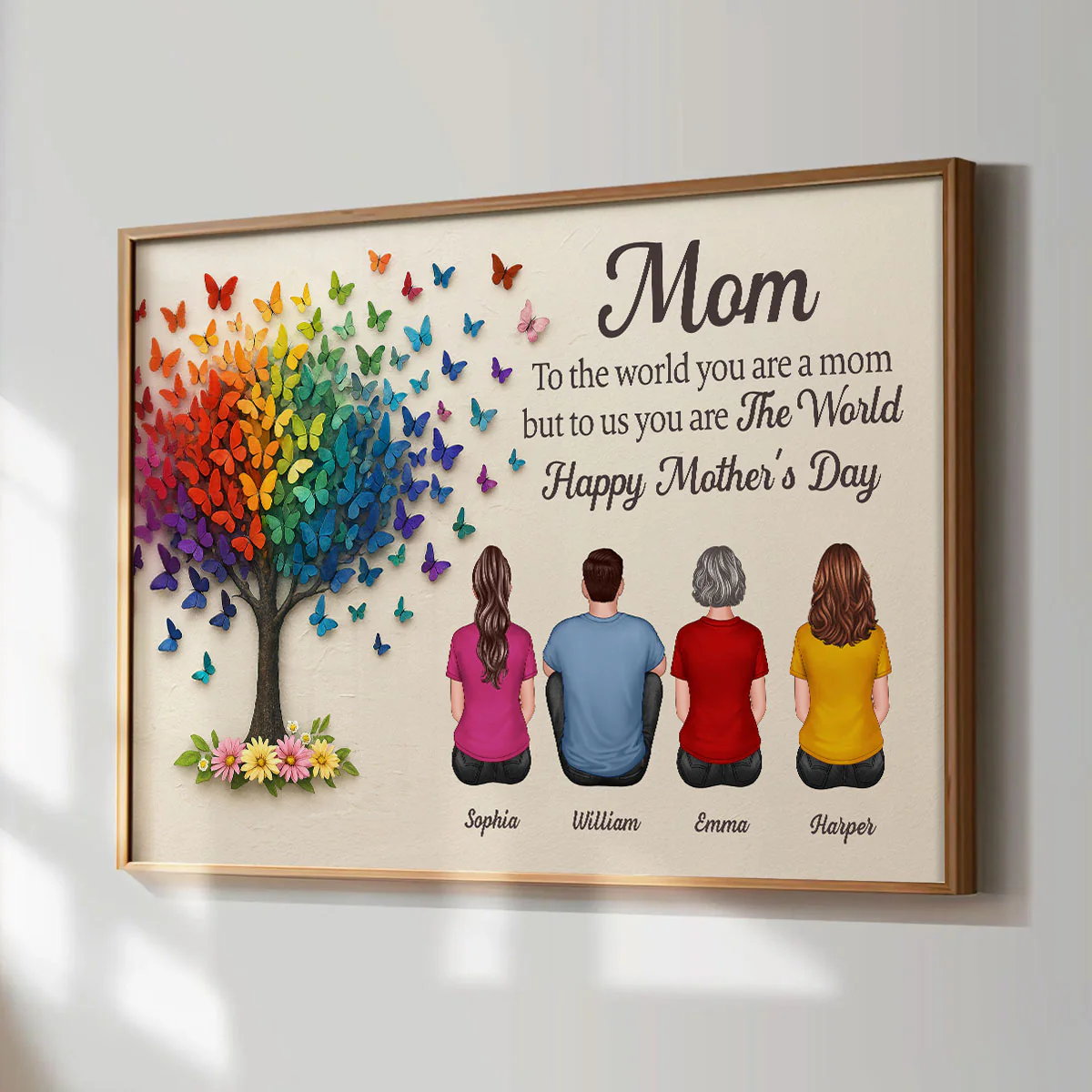 3D Effect Butterfly Tree MOM To Us You Are The World Personalized Poster, Gift For Mom - Image 4