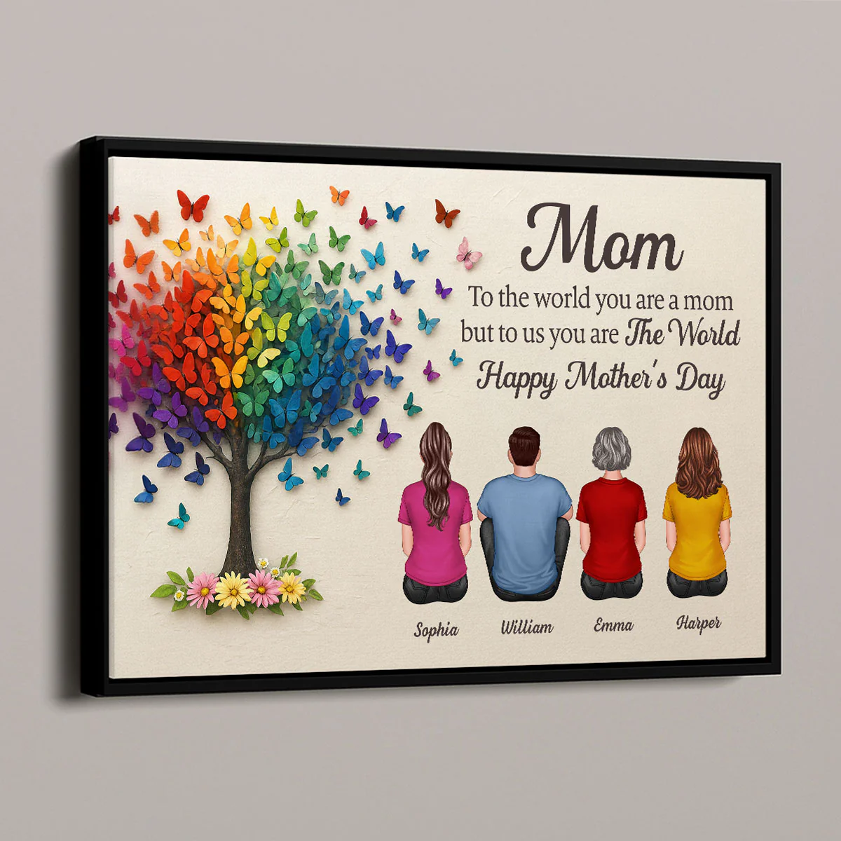3D Effect Butterfly Tree MOM To Us You Are The World Personalized Poster, Gift For Mom - Image 5