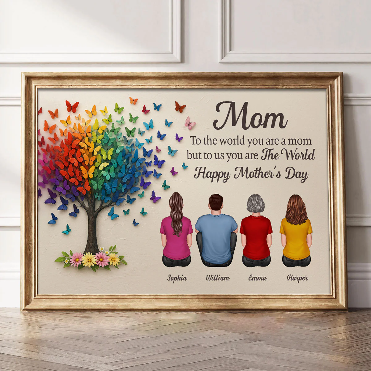 3D Effect Butterfly Tree MOM To Us You Are The World Personalized Poster, Gift For Mom - Image 6