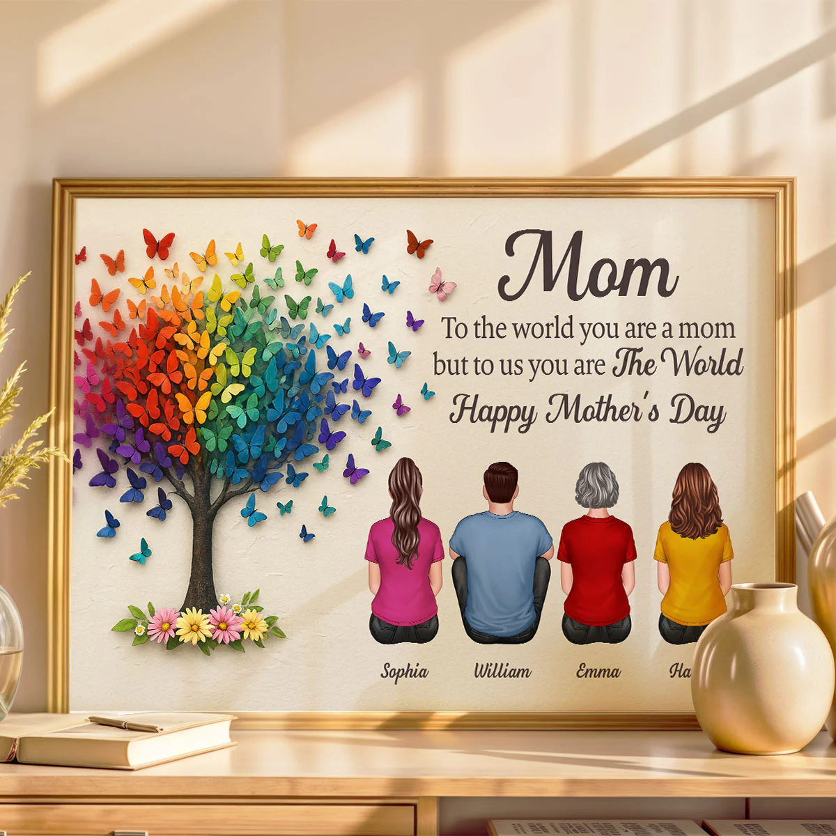 3D Effect Butterfly Tree MOM To Us You Are The World Personalized Poster, Gift For Mom - Image 8