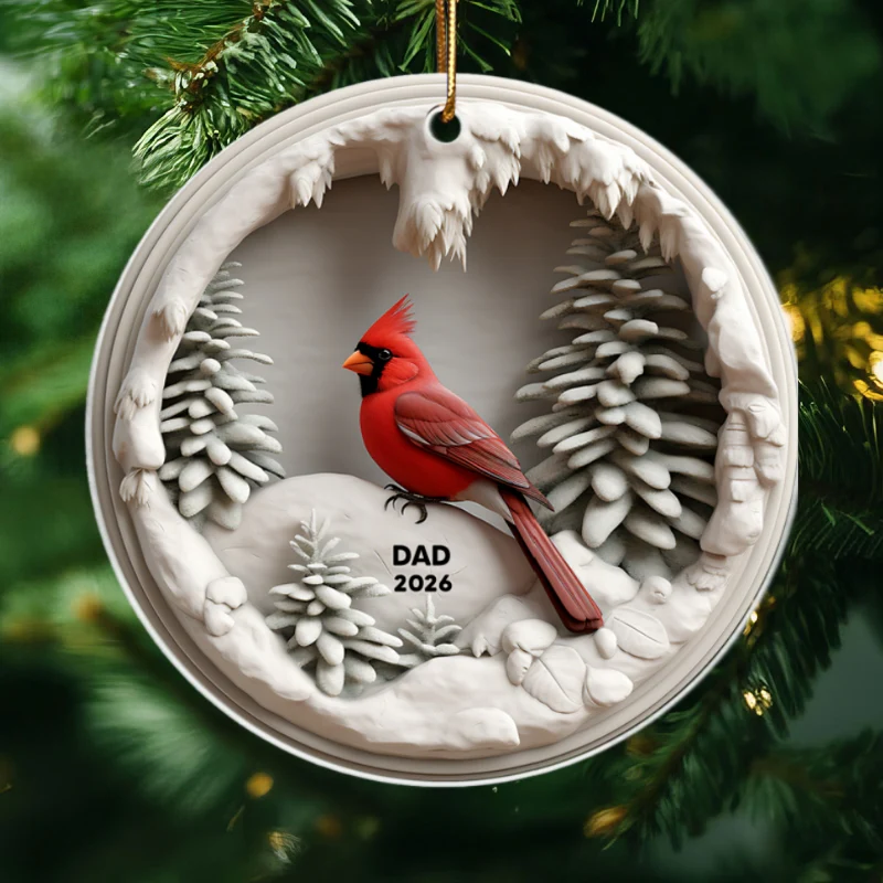 3D Effect Cardinals In Winter Cave Christmas Personalized Acrylic Ornament, Remembrance Gift, Sympathy Gift - Image 7