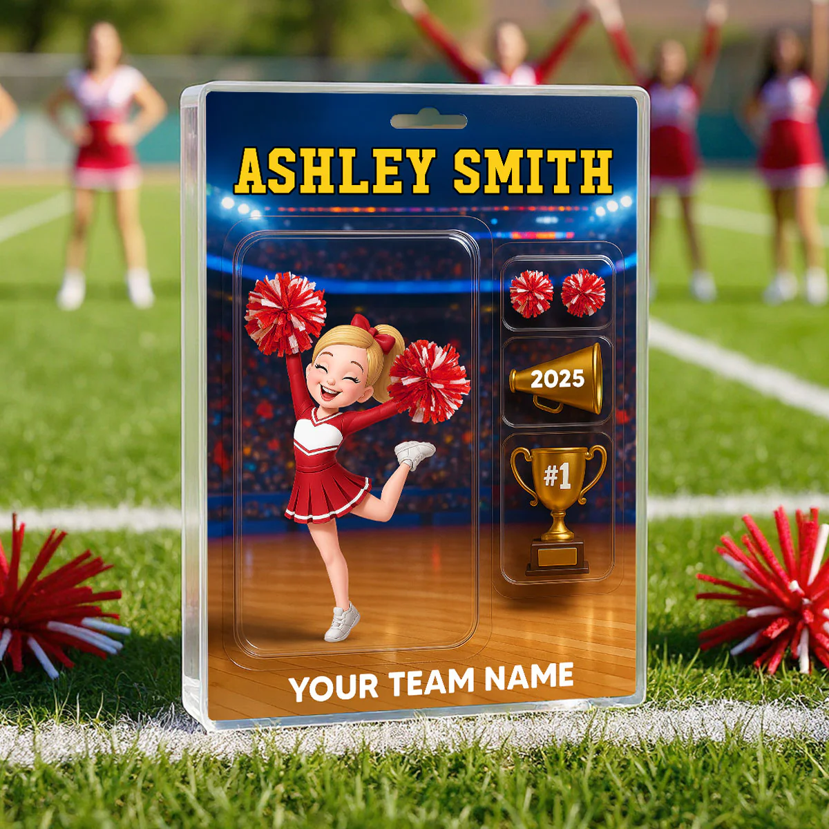 3D Effect Cheerleader Custom Figure Style Christmas - Personalized Acrylic Block Plaque - Christmas Gift For Cheerleaders