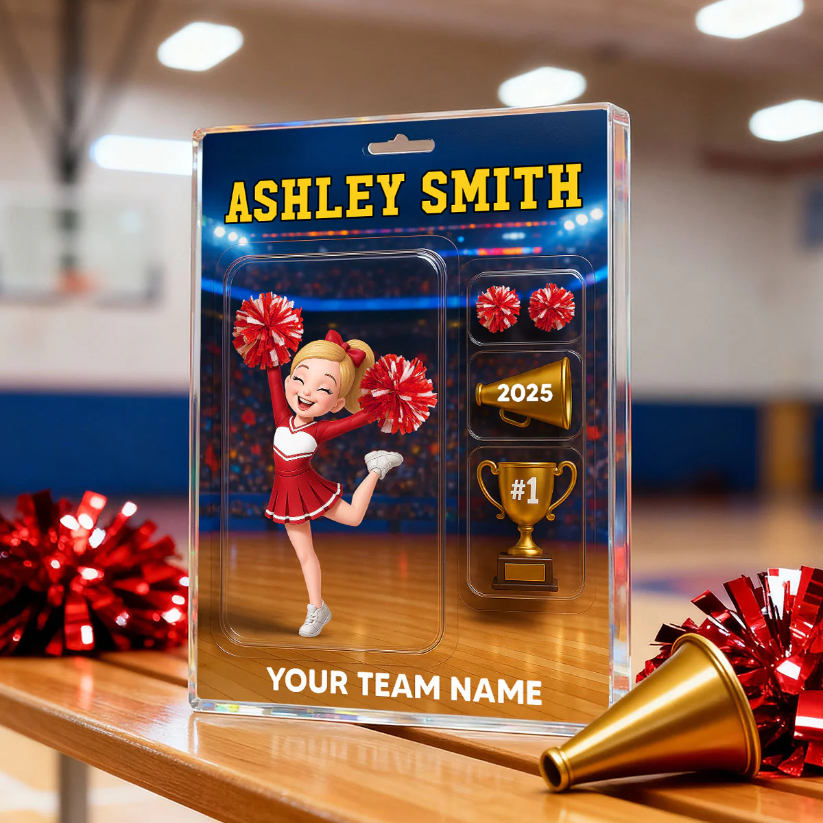 3D Effect Cheerleader Custom Figure Style Christmas - Personalized Acrylic Block Plaque - Christmas Gift For Cheerleaders - Image 10