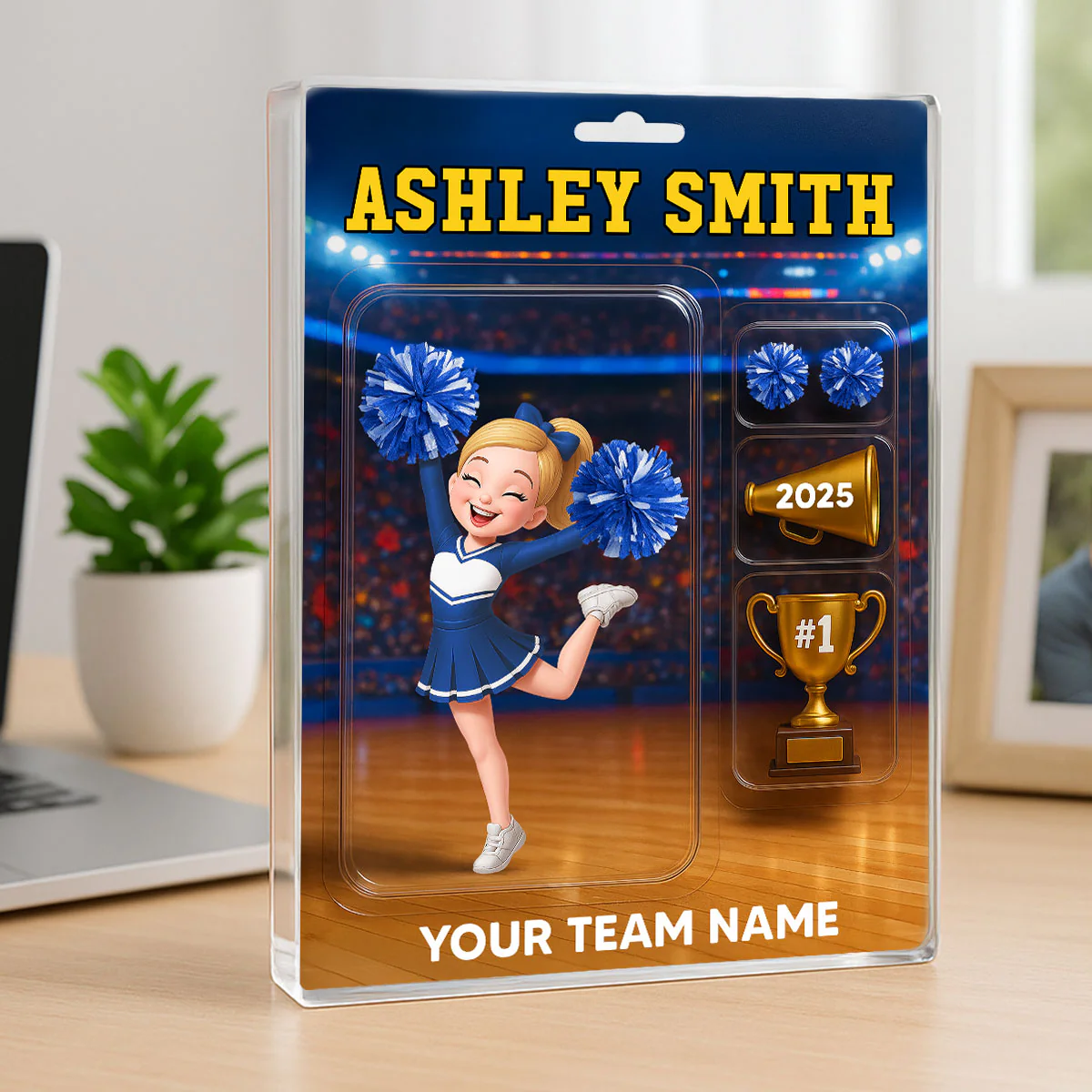 3D Effect Cheerleader Custom Figure Style Christmas - Personalized Acrylic Block Plaque - Christmas Gift For Cheerleaders - Image 3