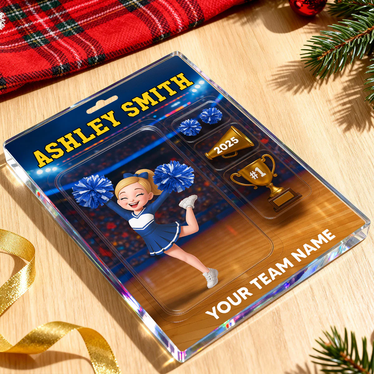 3D Effect Cheerleader Custom Figure Style Christmas - Personalized Acrylic Block Plaque - Christmas Gift For Cheerleaders - Image 5