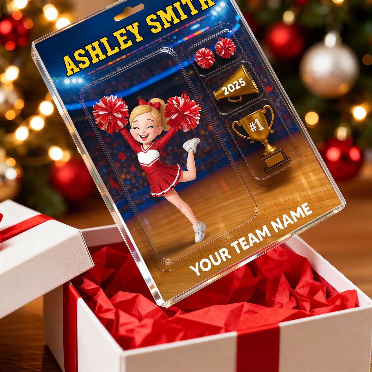 3D Effect Cheerleader Custom Figure Style Christmas - Personalized Acrylic Block Plaque - Christmas Gift For Cheerleaders - Image 7