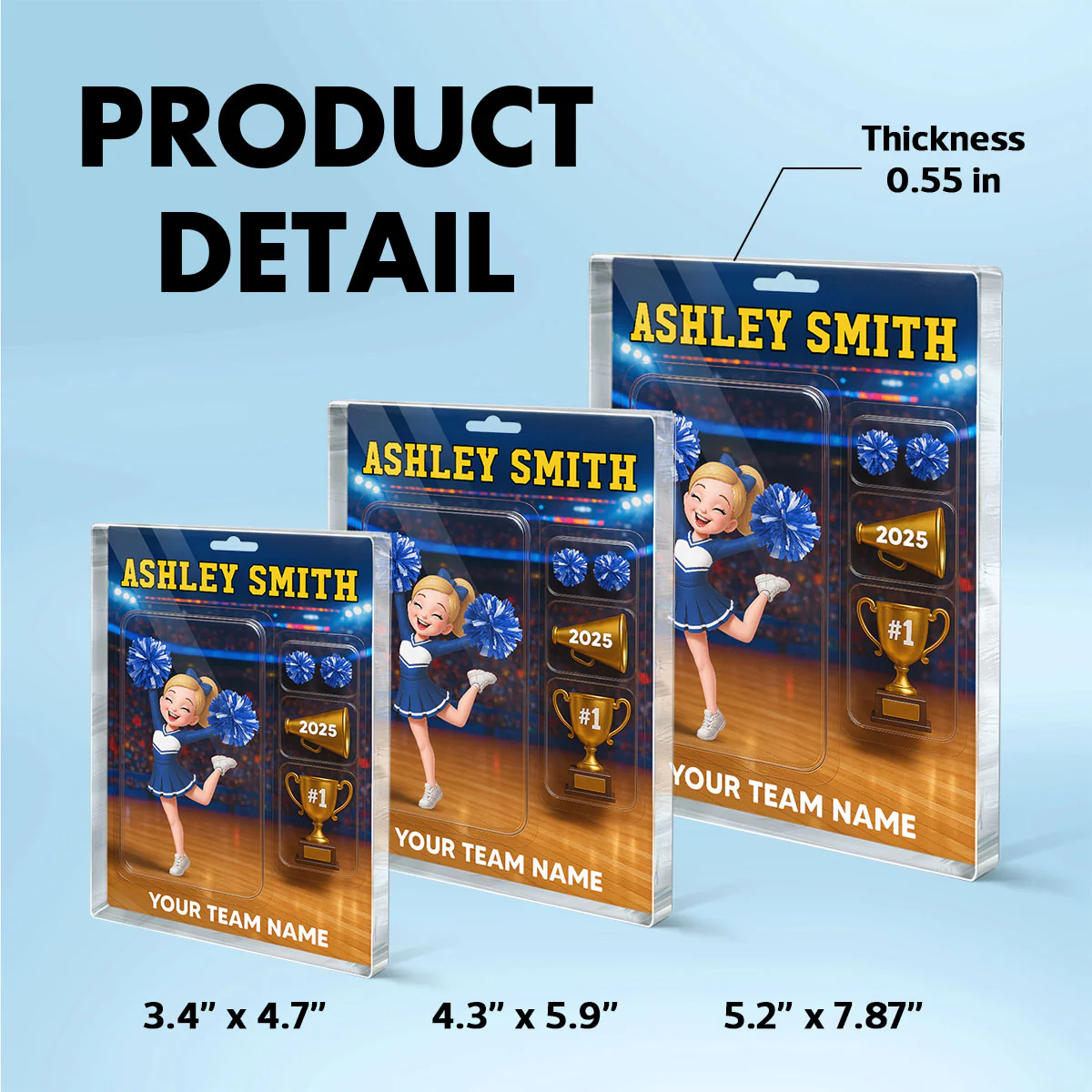 3D Effect Cheerleader Custom Figure Style Christmas - Personalized Acrylic Block Plaque - Christmas Gift For Cheerleaders - Image 9