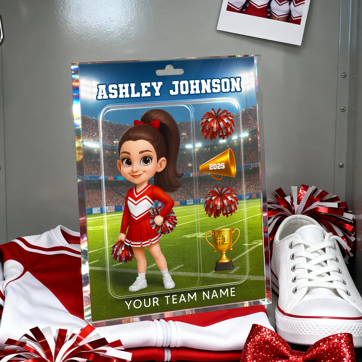 3D Effect Cheerleader Custom Figure Style - Personalized Acrylic Block Plaque - Christmas Gift For Cheerleaders, Granddaughter, Daughter - Image 3