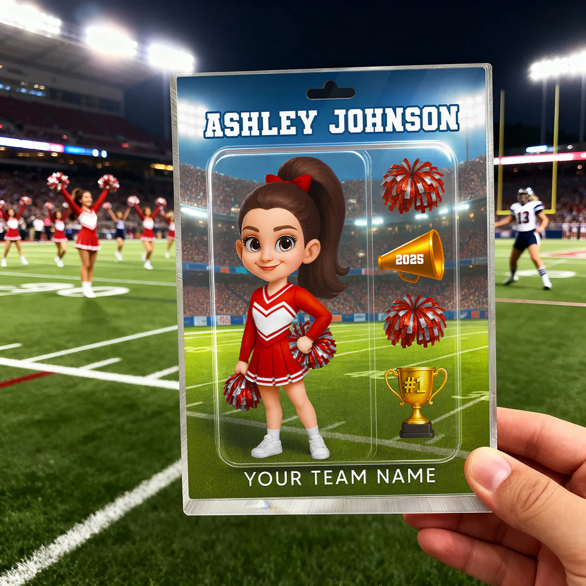 3D Effect Cheerleader Custom Figure Style - Personalized Acrylic Block Plaque - Christmas Gift For Cheerleaders, Granddaughter, Daughter - Image 4