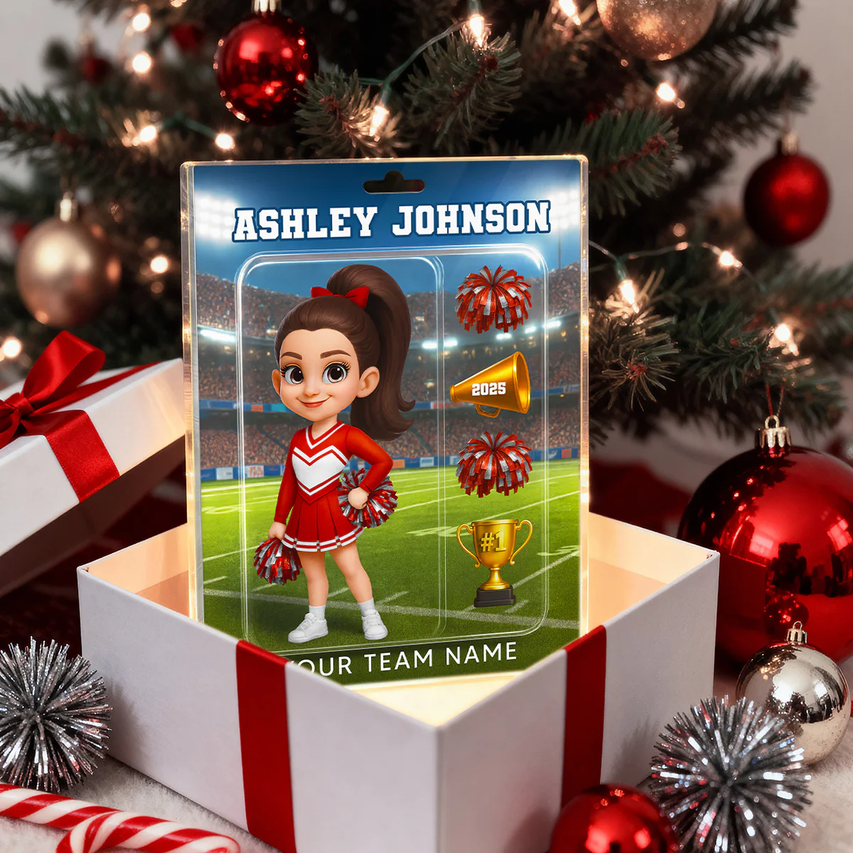 3D Effect Cheerleader Custom Figure Style - Personalized Acrylic Block Plaque - Christmas Gift For Cheerleaders, Granddaughter, Daughter - Image 5