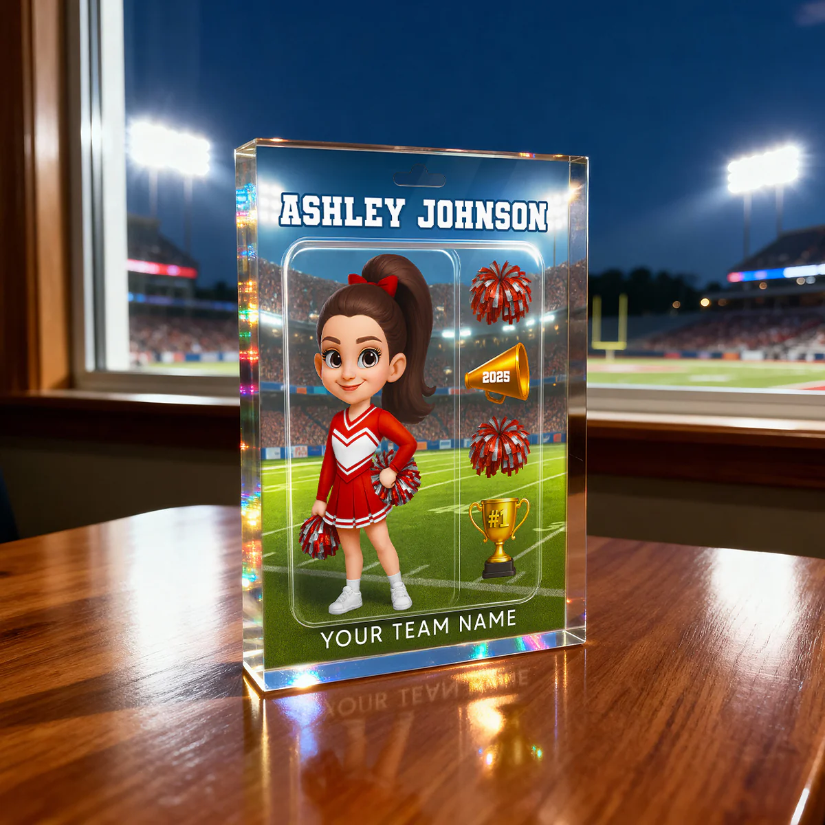 3D Effect Cheerleader Custom Figure Style - Personalized Acrylic Block Plaque - Christmas Gift For Cheerleaders, Granddaughter, Daughter - Image 7